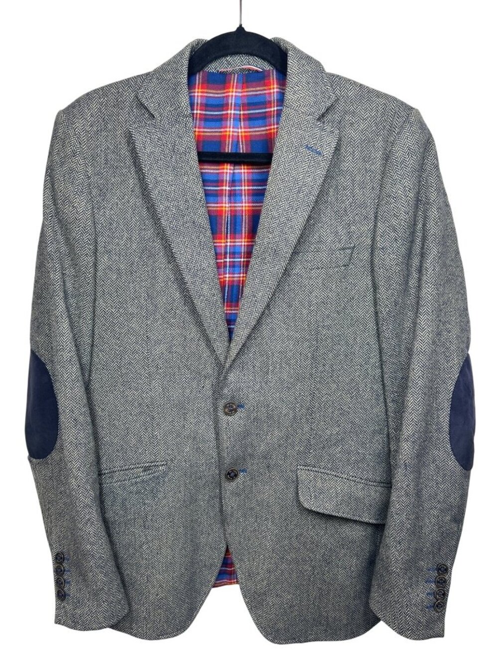 El Ganso Men's 38R Gray Herringbone Moon Wool Sport Coat Blazer Portugal